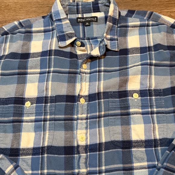 JCrew Mercantile Blue Plaid Flannel Men's Shirt - Picture 4 of 7